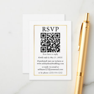 Minimalistisk enkel Bröllop QR Guld Ram OSA Tilläggskort
