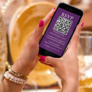 Minimalistisk enkel Bröllop QR-Lila för OSA Kort