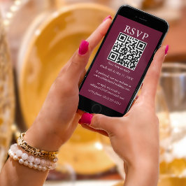 Minimalistisk enkel Bröllop QR OSA Burgundy Kort