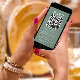 Minimalistisk enkel Bröllop QR OSA Sage Grönt Kort