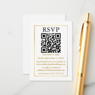 Minimalistisk enkel Bröllop QR White Guld OSA Tilläggskort