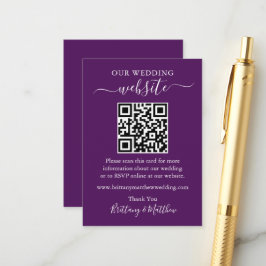 Minimalistisk enkel Bröllop-webbplats QR-Lila Tilläggskort