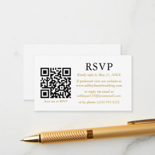Minimalistisk Enkel Bröllops QR Guld RSVP Tilläggskort