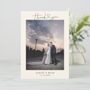 Minimalistisk Enkel Bröllopsfotografi med Hjärta Tack Kort
