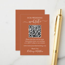 Minimalistisk Enkel Bröllopswebbplats QR Terrakott Tilläggskort