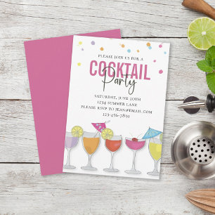 Minimalistisk Enkel Cocktailfest Modern Rosa Inbjudningar