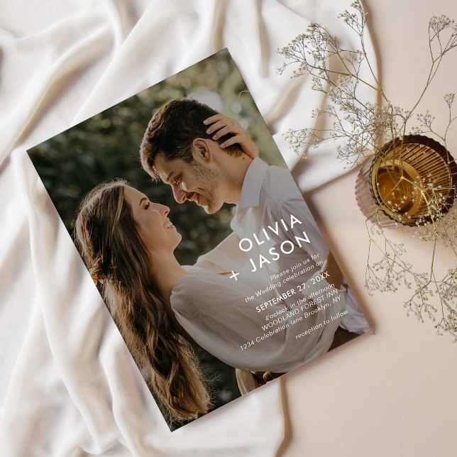 Minimalistisk enkel Contemporary Foto Bröllop Inbjudningar (Skapare uppladdad)