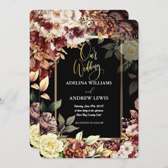 Minimalistisk enkel cute Ro Guld Ram Bröllop Inbjudningar (Fram/baksida)