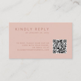 Minimalistisk enkel dammig rosa QR-kod RSVP Tilläggskort