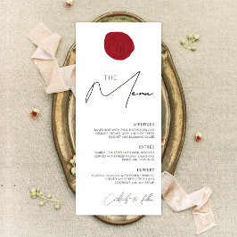 Minimalistisk enkel Dinner Menu med Red Vax Frimär Reklamkort