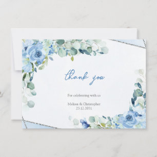 Minimalistisk enkel Dusty Blue Blommigt Silver Ram Tack Kort