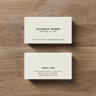 Minimalistisk, enkel Elegant gammal, vit advokat Visitkort