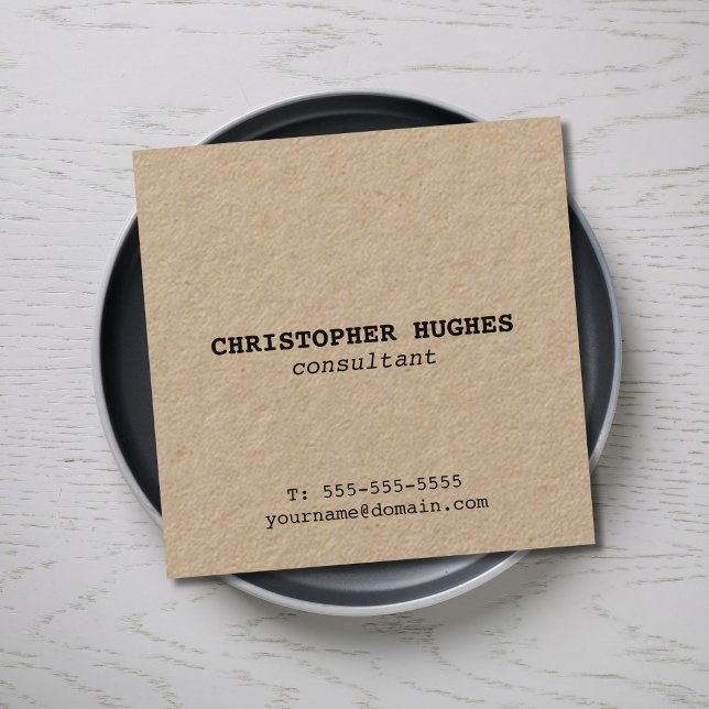 Minimalistisk enkel Elegant Kraft Consultant Fyrkantigt Visitkort (Skapare uppladdad)