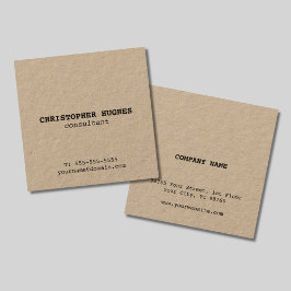 Minimalistisk enkel Elegant Kraft Consultant Fyrkantigt Visitkort