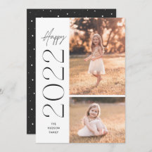 Minimalistisk enkel Elegant Lycklig 2022, tvåfoto