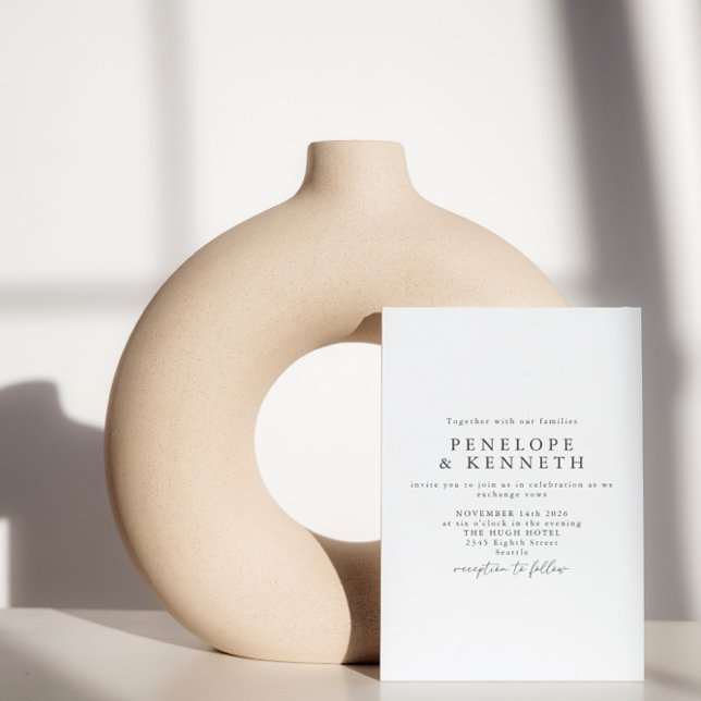 Minimalistisk enkel Elegant, svart och vit Bröllop Inbjudningar (Skapare uppladdad)