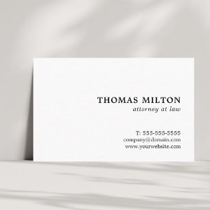 Minimalistisk Enkel Elegant Vit Advokat Visitkort