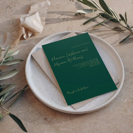 Minimalistisk enkel Emerald Grönt Luxe Bröllop Inbjudningar