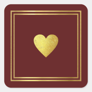 minimalistisk enkel faux guld kärlek hjärta bröllo fyrkantigt klistermärke