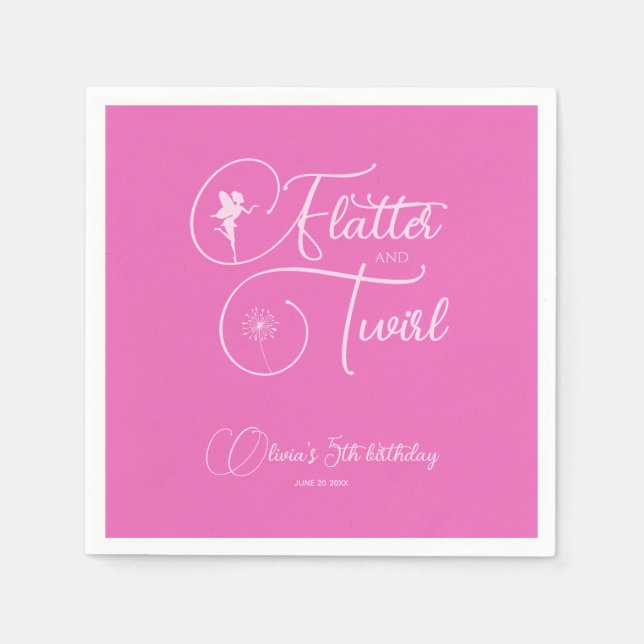 Minimalistisk enkel flicka Fairy Birthday Napkins Pappersservett (Framsidan)