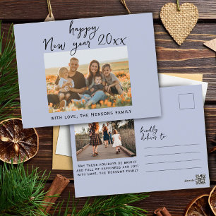 Minimalistisk Enkel Glad Nyårsmanus Familjefoto Helg Vykort