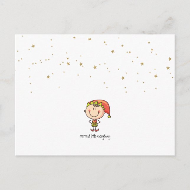 Minimalistisk Enkel Gladaste Lilla Tomte Jul Helg Vykort (Framsida)