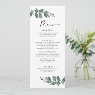 Minimalistisk enkel grej Foliage Bröllop Menu Meny