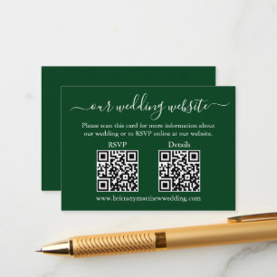 Minimalistisk enkel Grönt med 2 QR-Bröllop OSA Tilläggskort