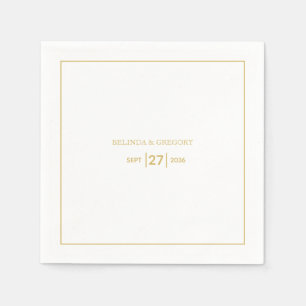 Minimalistisk enkel Guld Black & White Bröllop Pappersservett