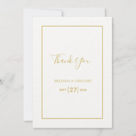 Minimalistisk enkel Guld Black & White Bröllop Tack Kort