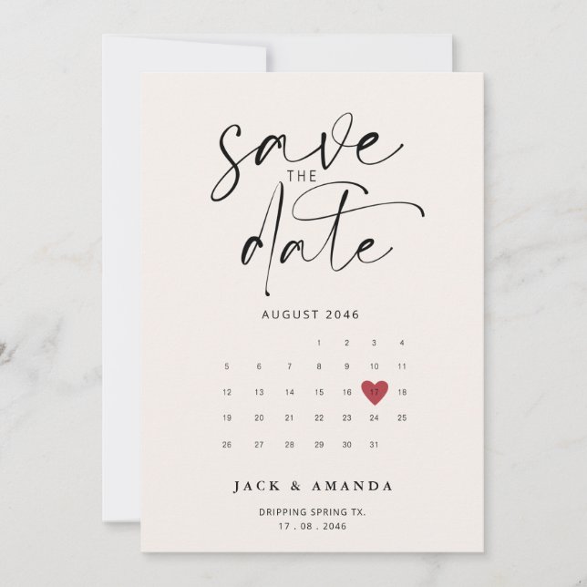 Minimalistisk enkel kalender Bröllop spara datum Datumet (Framsida)