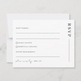 Minimalistisk Enkel Klassisk Bröllops-RSVP Postkor OSA Kort