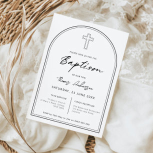 Minimalistisk enkel kor-baptism inbjudningar