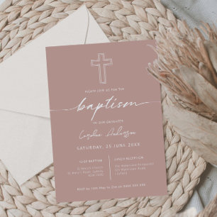Minimalistisk enkel kor-baptism inbjudningar