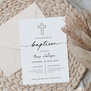 Minimalistisk enkel kor-baptism inbjudningar