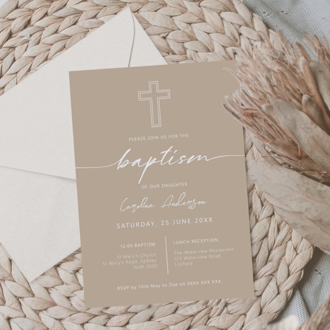Minimalistisk enkel kor-baptism inbjudningar (Skapare uppladdad)