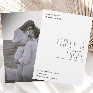 Minimalistisk enkel layout Modern foto Bröllop Inbjudningar