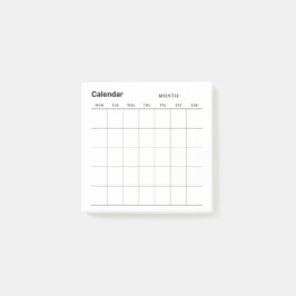 Minimalistisk enkel månadsplaneringskalender post-it block