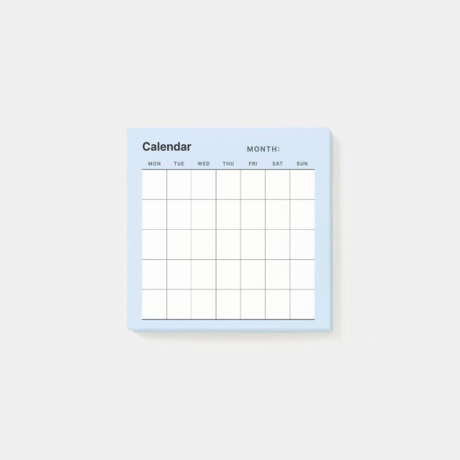 Minimalistisk enkel månadsplaneringskalender post-it block (Framsida)