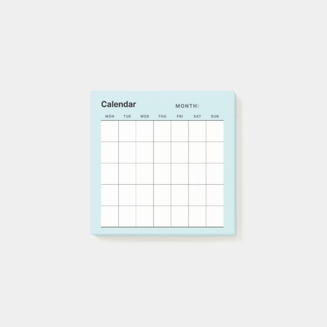 Minimalistisk enkel månadsplaneringskalender post-it block (Framsida)