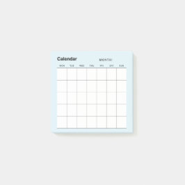 Minimalistisk enkel månadsplaneringskalender post-it block