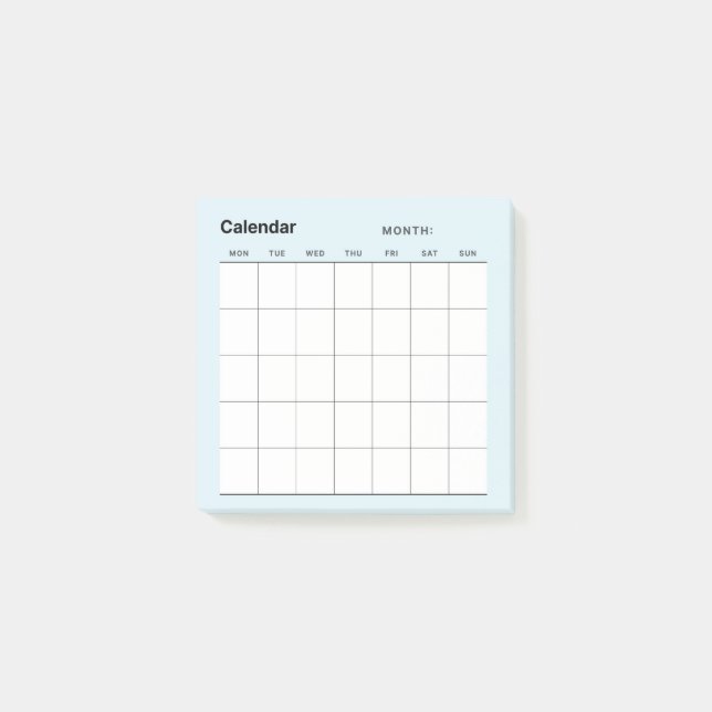 Minimalistisk enkel månadsplaneringskalender post-it block (Framsida)