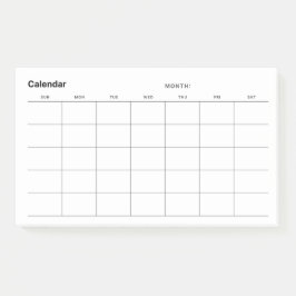 Minimalistisk enkel månadsplaneringskalender post-it block