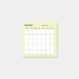 Minimalistisk enkel månadsplaneringskalender post-it block