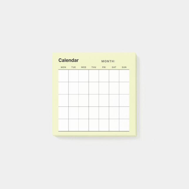 Minimalistisk enkel månadsplaneringskalender post-it block (Framsida)