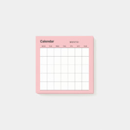 Minimalistisk enkel månadsplaneringskalender post-it block