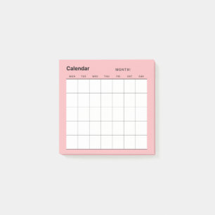 Minimalistisk enkel månadsplaneringskalender post-it block
