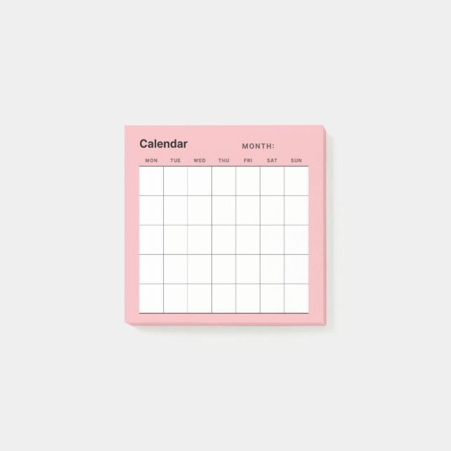 Minimalistisk enkel månadsplaneringskalender post-it block (Framsida)