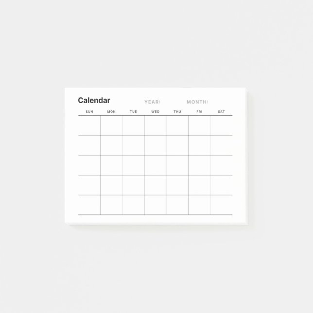 Minimalistisk enkel månadsplaneringskalender post-it block (Framsida)