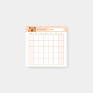 Minimalistisk enkel månadsplaneringskalender post-it block